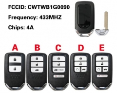 2/3/4/5 Button 433MHZ 4A Chip For Honda Accord 201