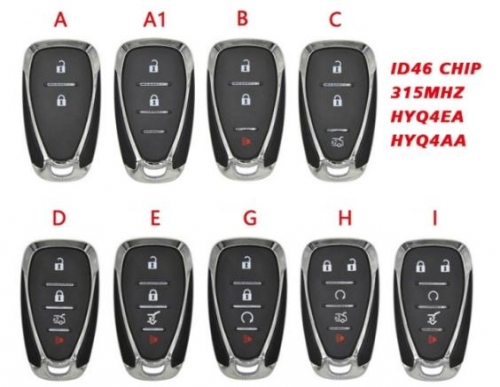 Car Remote Control Key For Chevrolet Camaro Equinox Cruze Malibu Spark HYQ4EA HYQ4AA ID46 PCF7952 315MHZ