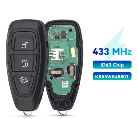 For Ford KR55WK48801 Smart Remote Key Keyless For Ford Focus C-Max Mondeo Kuga Fiesta B-Max 433/434Mhz ID83 Chip