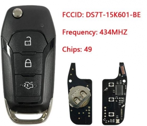 Flip Remote Key Fob 3 Button 433MHz ID49 for Ford Escort / New Mondeo 2014-2017 DS7T-15K601-BE
