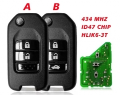 Flip Key for Honda CRV 2015+ 2B 433MHZ FCC ID HLIK