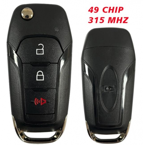3 Buttons 315mhz 49 Chip Smart Key For Ford F150 2015+ Remote Strattec 5923667 HU101 2 Track Flip Key