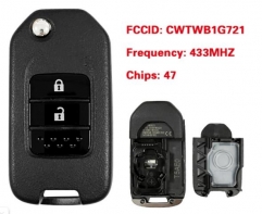 For Honda 2 button remote key with PCF7961X(Hitag3