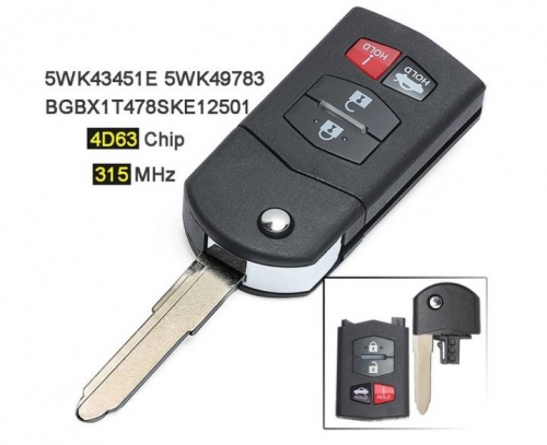 For Mazda 2 3 5 CX-7 CX-9 2007-2015 315 mhz 4D63 FCC ID BGBX1T478SKE125-01