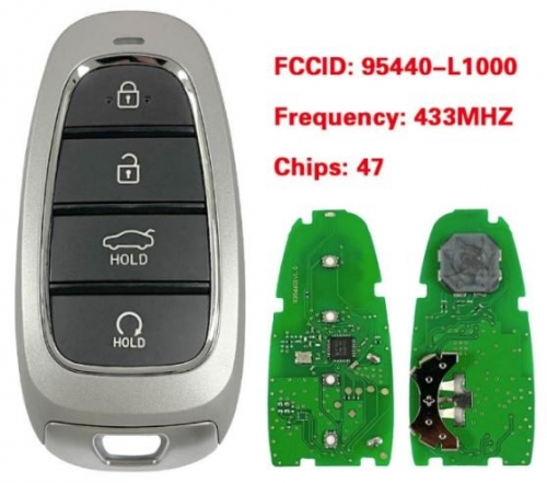 For Hyundai 4-button smart key+remote controller 47 chip 433MHZ FCCID 95440-L1000 keyless GO