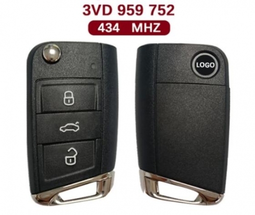 FOR Skoda Superb Facelift 3 Button Flip Key Fob Remote 3VD 959 752 434mzh NCP2161W 3VD959752
