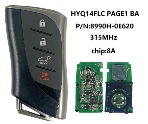 For Lexus Rx350 2023-2024 Smart Key, 4Buttons 8990H-0E620 315MHz, HYQ14FLC P1 BA