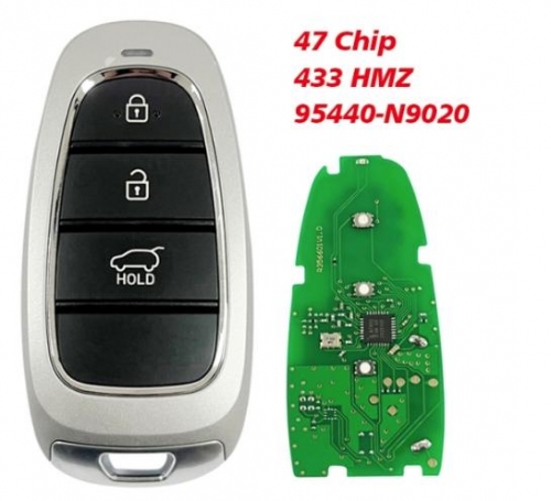 Aftermarket 3 Buttons 433MHz 47 Chip For Hyundai Tucson 2021+ Smart Key, 95440-N9020 FOB-4F25