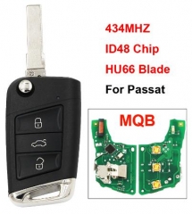 For VW  MQB platform 3 button flip remote key  wit