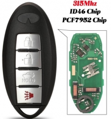 4 Buttons Smart Remote Control Car Key 315Mhz ID46