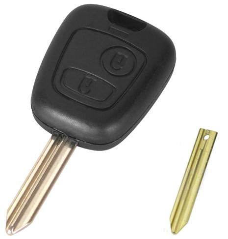 For Peugeot 2 button remote key blank with SX9 blade ( without metal logo)