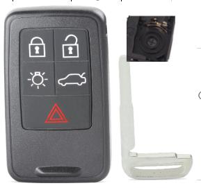 For Volvo 5 button remote key shell  with 1part  battery clamp