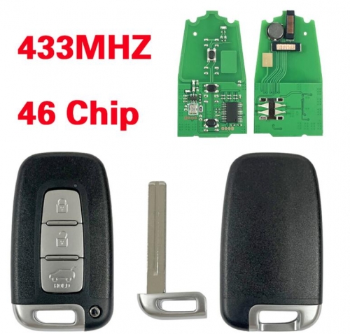 New Uncut Remote Key Fob 3 Button 433Mhz ID46 Chip for Kia K2 K5 New Sportage