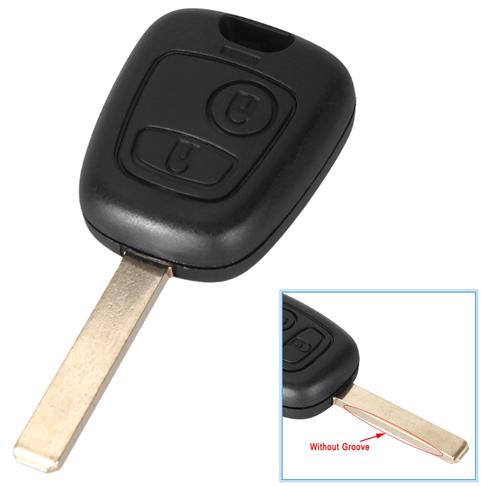 For Peugeot 2 button remote key blank with VA2T blade ( with metal logo)