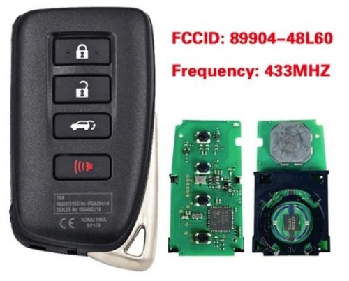 For Lexus RX 2016-2018 Smart Remote 4 Buttons 433.92MHz RF430 8A (Toyota A9) CHIP FCC ID:BP1EK 89904-48L60