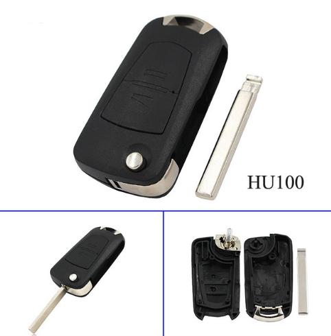 For Opel 2 button modified remote key blank HU100 blade
