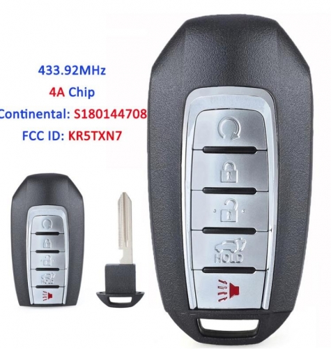 5B Smart Remote Car Key FSK 433Mhz NCF29A1M HITAG AES 4A Chip For Infinit QX60 FCC ID KR5TXN7 S180144708