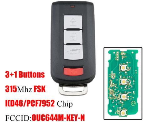For Mitsubishii 3+1Buttons Smart Remote Key Fob For For Mitsubishii OUC644M-KEY-N 315Mhz PCF7952 Chip For  Lancer Outlander Galant