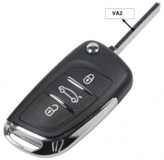 modified For peugeot replacement key shell with 3 button with VA2T blade