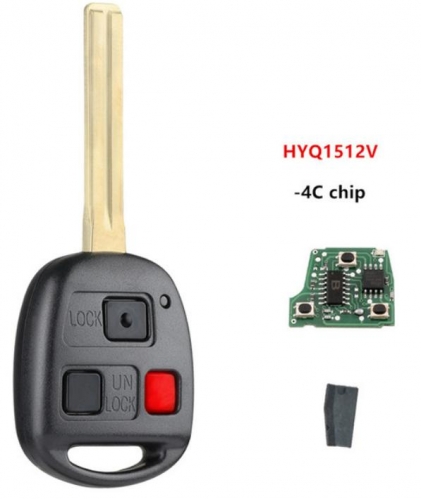 for  Lexus 3 Buttons 314.4MHz With 4C Chip For 1998 1999 2000 2001 2002 LX470 FCC ID: HYQ1512V Long Blade