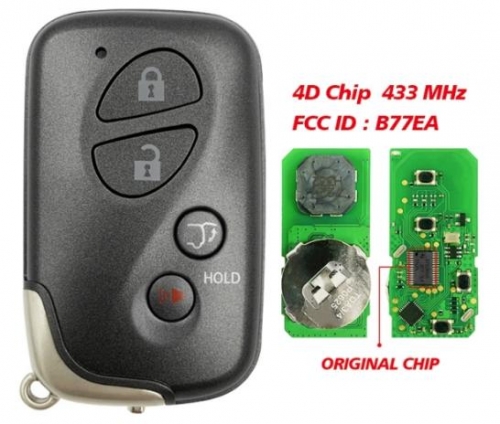 Replacement 4 Button for  Lexus LX570 2009-2014 Smart Key Remote 89904-60850 89904-60851 FCCID B77EA P1 98 4D 67 433Mhz