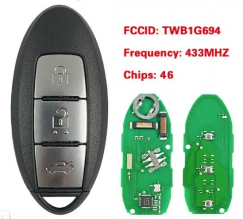 3 Button For Nissan MICRA Juke Cube Leaf Smart Key 434MHZ 46 CHIP (HITAG2) PCF7952 TWB1G694