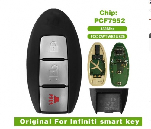 3 buttons remote car key 433mhz for Infiniti PCF7952 CWTWB1U825