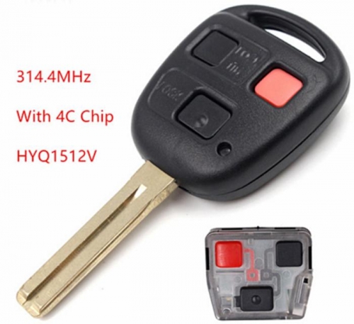 for Lexus 3 Buttons 314.4MHz With 4C Chip For 1998 -2002  LX470 FCC ID: HYQ1512V