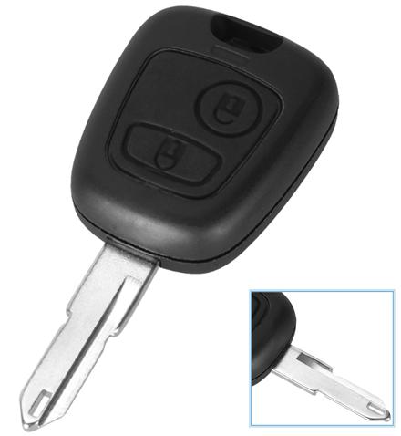 For Peugeot 2 button remote key blank with 206 blade ( with metal logo)