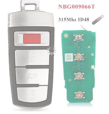 Smart Remote Car Key Fob 4 Buttons 315MHz ID48 for VW Volkswagen Passat 2006-2013 CC 2009-2015 FCCID NBG009066T