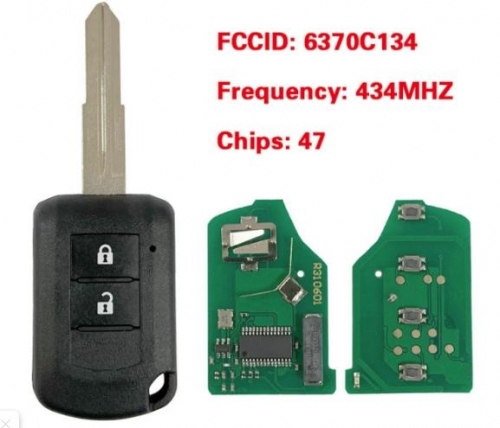 For Mitsubishi Eclipse 2014+ Key Head Remote, 2Buttons, J166E HITAG3 PCF7961XXT, 433MHz, MIT11R 6370C134