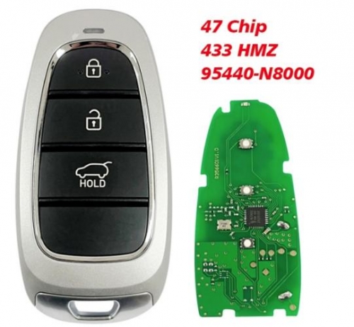 Aftermarket 3 Button 47 Chip 433Mhz L Smart Card Key For 2021+ Hyundai Tucson Remote FCC ID 95440-N8000