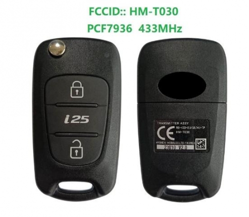 Genuine For Hyundai I25 2010+ Flip Remote, 2Buttons, HM-T030 PCF7936, 433MHz