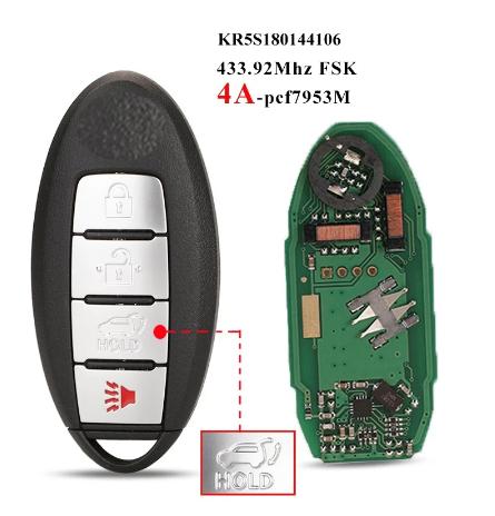 Aftermarket 4 Button Smart Remote Car Key Fob For Rogue X-Trail 2014-2016 With 433MHz PCF7953M Chip S180144106