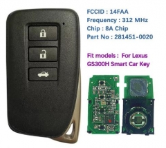 For Lexus GS300H keyless remote car key with 3 but