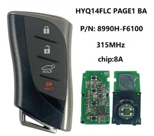 For Lexus NX350 NX350H 2022+ Smart Key, 4Buttons 8990H-F6100 315MHz, HYQ14FLC P1 BA