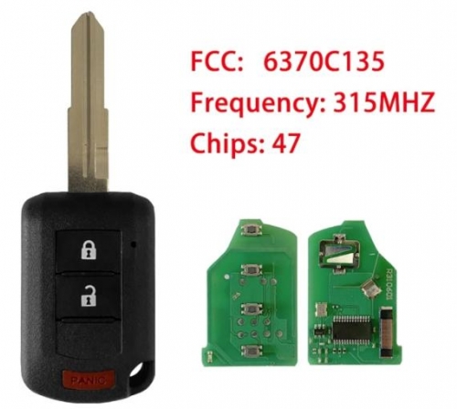2018-2020 For Mitsubishi Eclipse Cross / 3-Button Remote Head Key / PN: 6370C135 / OUCJ166N ID 47