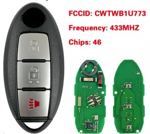 2009 - 2010 For Nissan Cube Smart Prox Key - 3B 433MHZ PCF7952 CWTWB1U773 CWTWB1U825