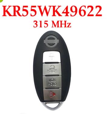 3+1 Button 315 MHz FSK for Nissan Murano 2009-2014 Smart Proximity Remote Control Key FCCID: KR55WK49622