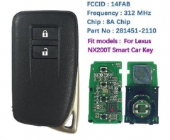 For Lexus NX200t keyless remote car key with 2 but
