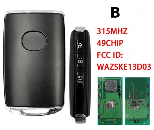 For Mazda 3 buttons remote key 315MHZ 49 chip  FCCID:WAZSKE13D03