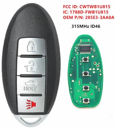 For Nissan 315MHz ID46 chip for Sentra Versa 2013 2014 2015 2016 CWTWB1U815