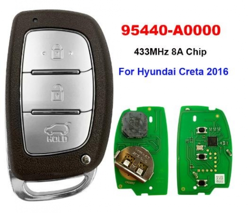 Aftermarket For Hyundai Creta Smart Key Remote 2016 3 Button 433MHz 8A Chip PN 95440-A0000PGB