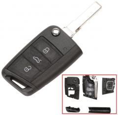 for VW Golf7 3 button remote key shell with HU66 blade