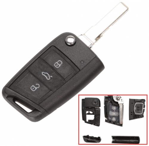 for VW Golf7 3 button remote key shell with HU66 blade