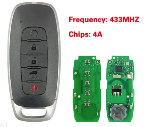 FOR Nissan Pathfinder 2023 Smart Key Remote 4+1 Buttons 433 MHz 4A Chip FCC ID: KR5TXPZ3 P/N: 285E3-7LA7A