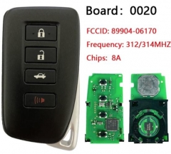 2013-2018 for Lexus 4-Button Smart-Key 89904-06170