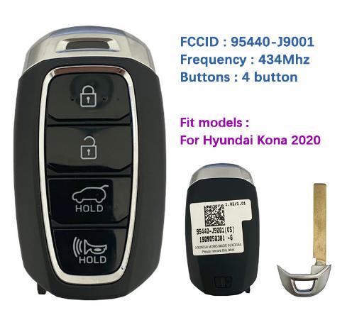 For Hyundai Kona 2020 Genuine Smart Remote Key 4 Buttons 433MHz 95440-J9001