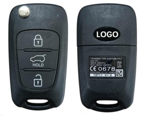 Genuine For  Kia Soul 2008+ Flip Remote, 3Buttons, SEKS-AM10TX, 433MHz 95430-2K211 95430-2K201