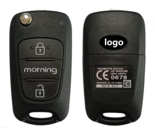 Genuine For Kia MORNING 2011+ Flip Remote, 2Buttons, SEKS-KM10TX , 433MHz 95430-1Y000 95430-1Y200